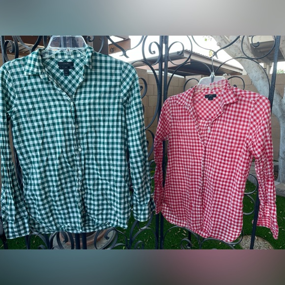 SET 2 Bundle J.Crew Boys Check Gingham Print Cotton Long Sleeve Button Shirt 2 - Picture 8 of 15